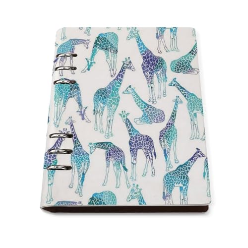 Carnet de notes A5 girafe rechargeable en cuir à 6 anneaux