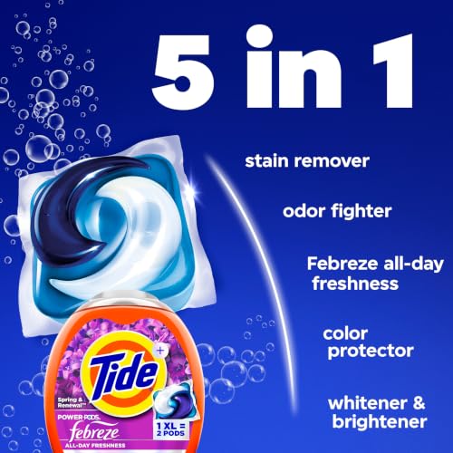 Image of Tide Power Pods with Febreze Laundry Detergent Pacs, 45 Count, Spring & Renewal Scent, All-Day Freshness