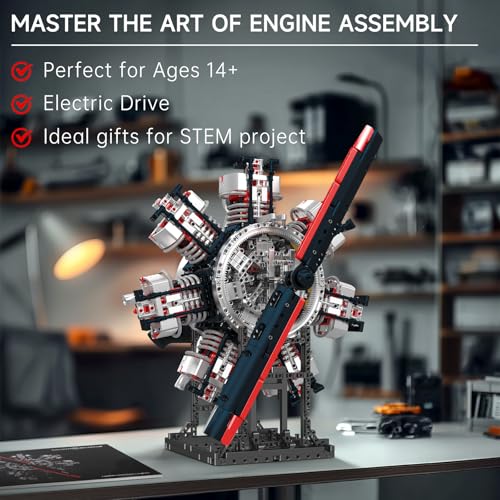 Image of Mould King 10233 Radial Aviation Engine Building Blocks Sets, Engine Model kit That Run, Build Your Own STEM Model Engine, Engine Building Engineering Toys (3089+PCS)