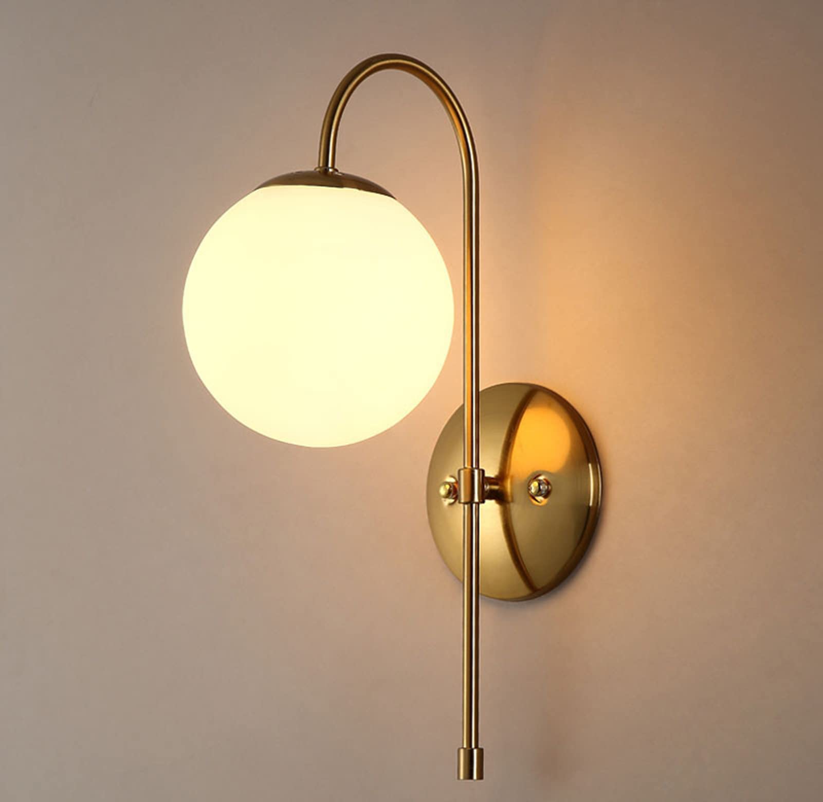 HYJAUSXB Modern Wall Mount Lamp, V-intage Industrial Sconce, Simple Bedside Reading lamp, Bathroom Vanity Light with Globe Glass, Indoor Lamp Fixtures for Living Room Bedroom
