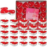 50 velas de té con forma de corazón, sin humo, románticas, sin