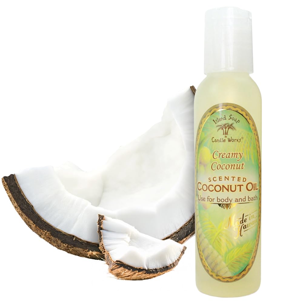 Creamy Coconut Oil – Soothing Blend of Pure & Fractionated Coconut Oil – Light Coconut Scent – Ideal for Massage, Bath & Dry Skin – 4 oz