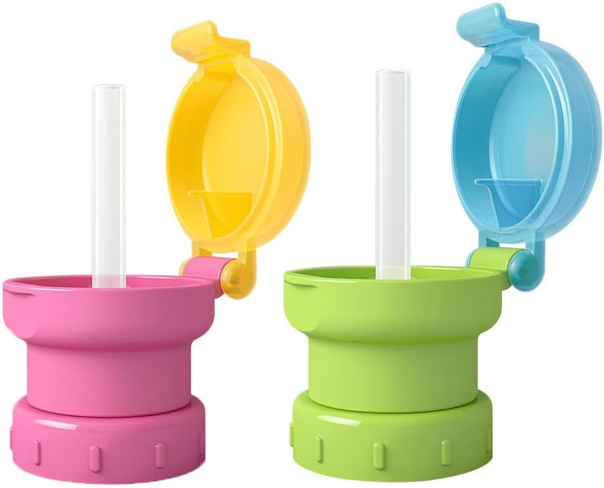 Sosoport Spill Proof Water Bottle Cap with Straw Portable Juice Bottle Cover for Kids Leak Resistant and Removable Straw Lid Lightweight Sports Water Accessory for Outdoor and Travel