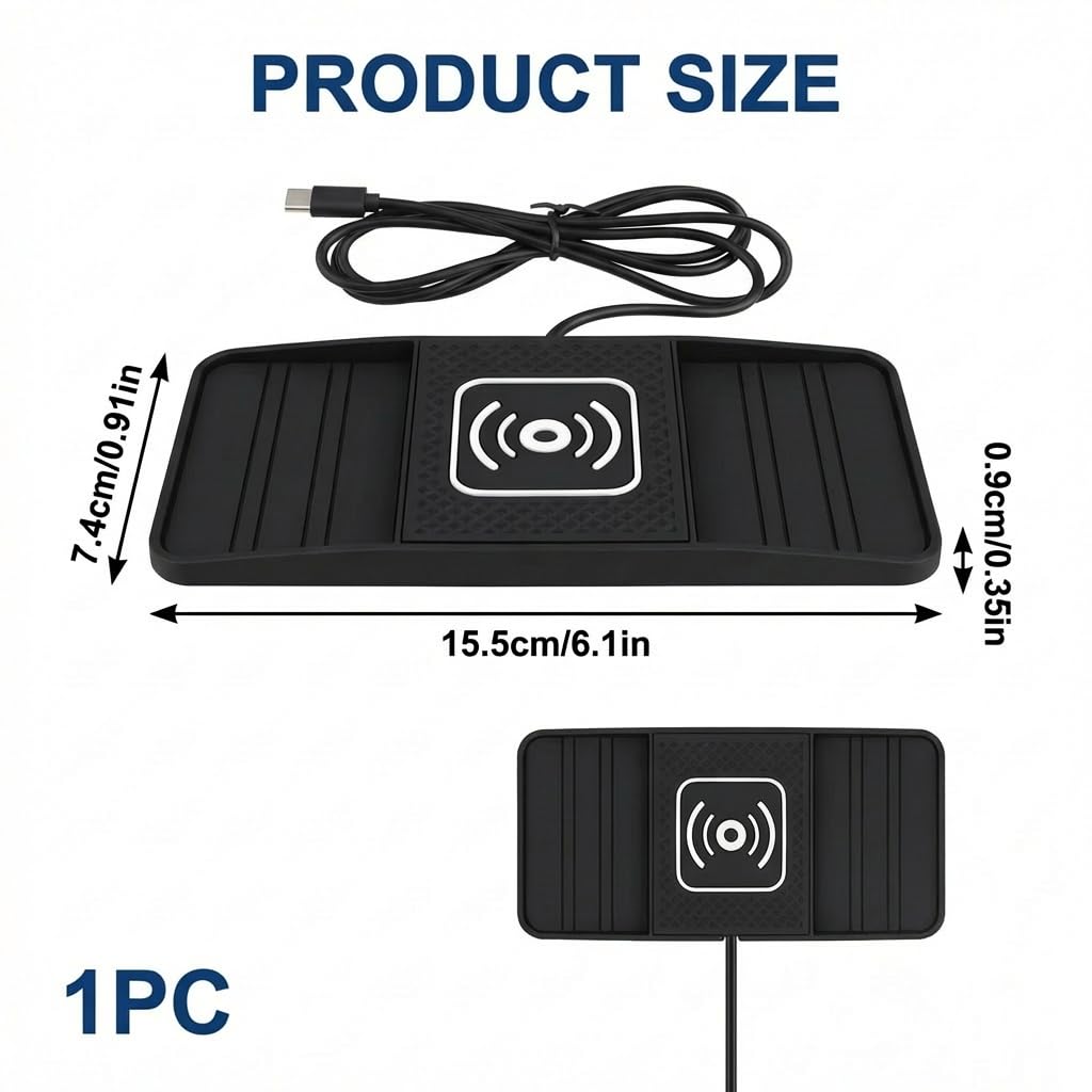 15W Cargador Inalámbrico Coche Cargador Inalambrico Coche con Almohadilla Antideslizante Carga Rápida Qi Compatible Universal para para iPhone 17 16 15 14 13 12 11 Pro MAX Samsung S24 — view 6