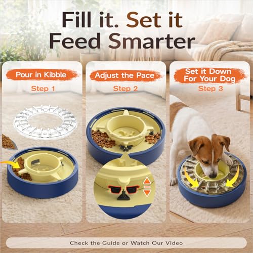 Image of KADTC Adjustable 5-60 Min Slow Feeder Dog Bowl & Puzzle Feeder Anti-Gulping