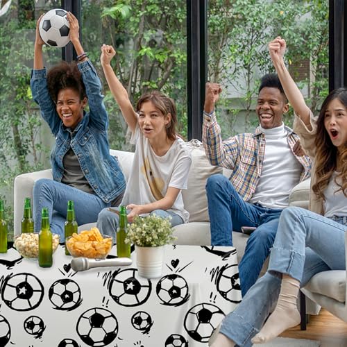 Fussball Tischdecke, Fussball Geburtstagsdeko Tischdeko, Soccer Sport Partytischdecke Tischtuch für Fussball Geburtstag Deko Junge, Fußball Events Party, Kinder Party Dekoration, 130*275cm (2 Stück)