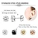 Finrezio 8 Pairs Stainless Steel Stud Earrings for Men Women Round CZ 4-6 Prongs Earrings Set, 4MM