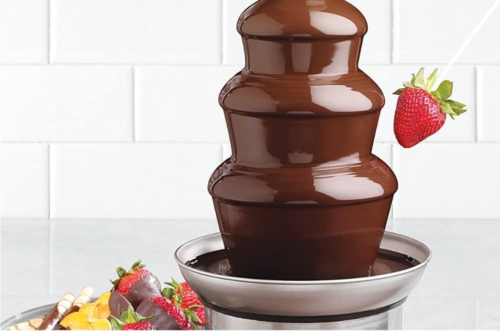 Fondue fontanna czekoladowa, fontanna czekoladowa, elektryczna maszyna do topienia ze stali nierdzewnej, fontanna do fondue czekoladowego, łatwa w montażu, 4 poziomy do sera Nacho, sosu BBQ