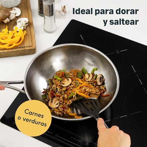 Miniatura 2 de Silberthal Wok Acero Inoxidable 28 Cm - Induccion Gas Y Vitroceramica - Sarten Honda Para Saltear Y Freir