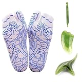 Reflexology Socks with Acupressure Pen, Foot Pain Relief Remedy for Foot Massage,Reflexology Foot Massage Socks for Women and Men, with Beginner Acupoint Massage Tools Set of 8 (Women-Combo D)