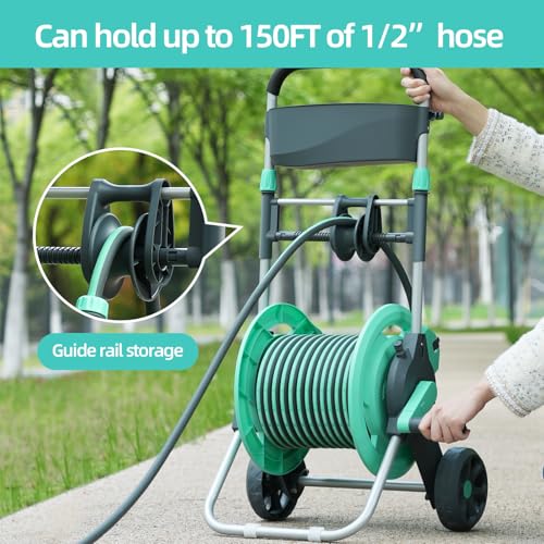 Hvnpsh Garden Hose Reel Cart,Hold Up To 150 Ft Of 1/2 Inch Hose,Water Hose Carts Tools With Built-In Hose Guide thumb #2