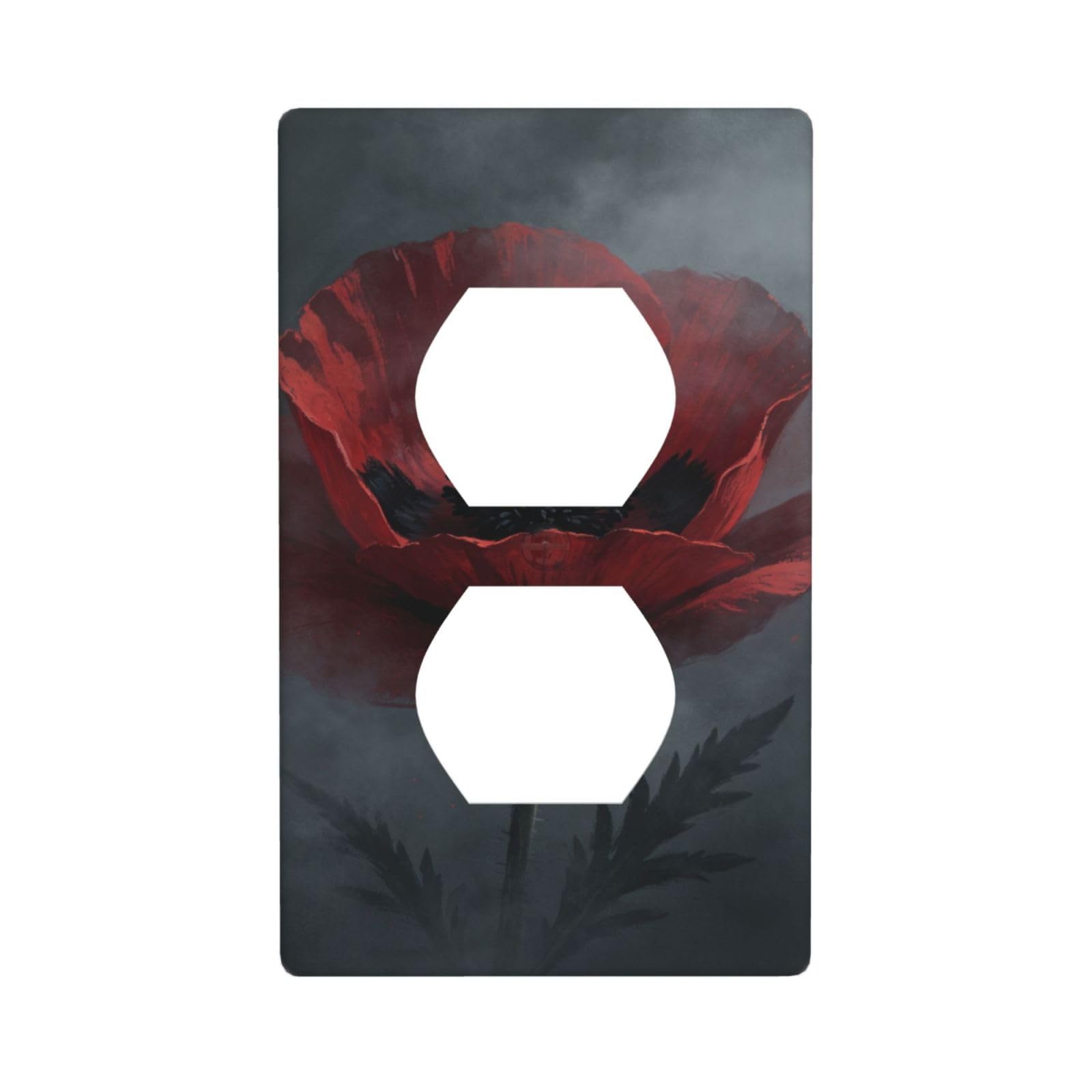 Cntdbu White Dark Red Poppy Unbreakable Polycarbonate Switch Plate-1 Gang Screwless Wall Plate For Home Office