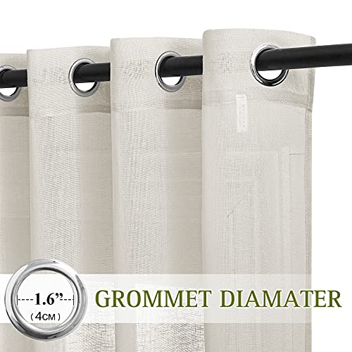 NICETOWN Semi Sheer Linen Curtains 54 inch Long for Bedroom, Decorative Flax Linen Blend Drapes Privacy with Light Filtering for Kitchen/Cafe/Bathroom, Natural, W52 x L54, 2 Panels