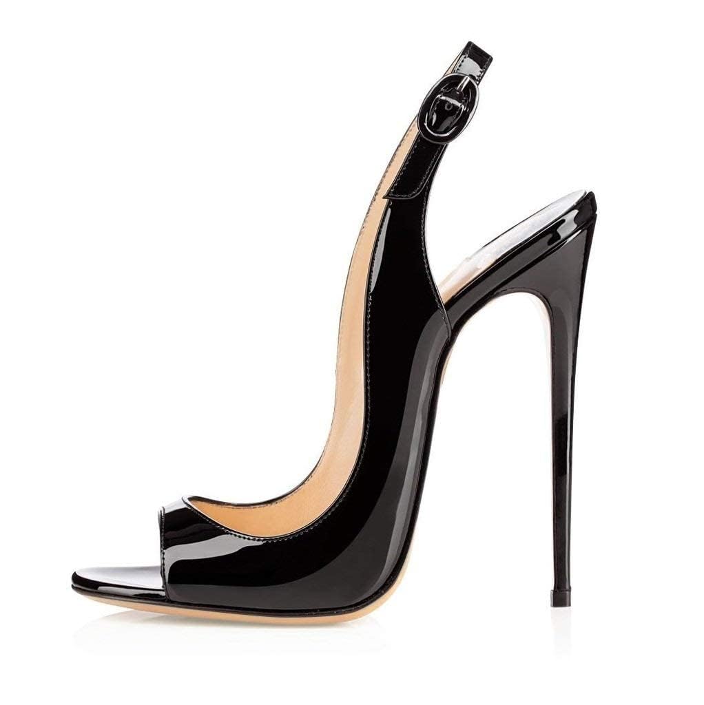 SAMMITOP Women's Peep Toe Pumps High Heels Stilettos Heeled Sandals Ankle Strap Slingback Sandals Sexy 4.7 Inch