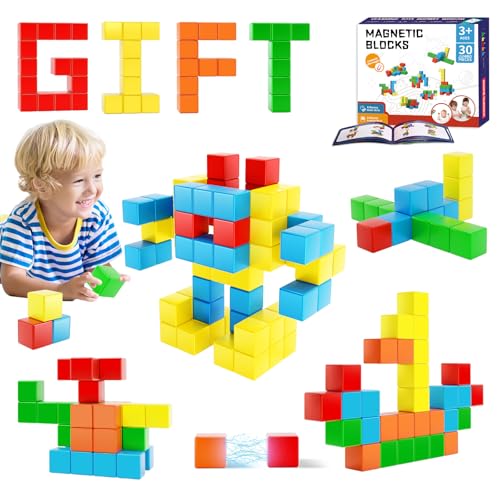 Hiwawind Magnetic Blocks 1.18 inch, Large Magnetic Cube Toy for Sensory STEM Education Preschool Magnet Toys for 3 4 5 6 Year Old Boys and Girls,Christmas Birthday Gifts for Kids Age 3+