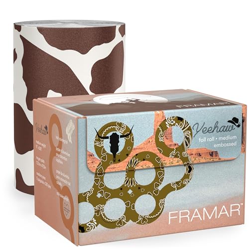 FRAMAR Cow Print Hair Foil For Highlighting Hair Color Foil Rolls Salon Foils For Hair Highlighting Kit Hair Color Foils For Hair Stylist 320 ft