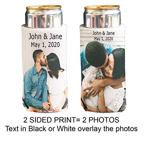 VictoryStore Slim Can and Beverage Coolers: Customizable 2-Photo Wedding SLIM Can Coolers (12)