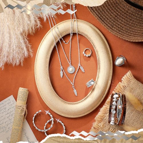 Image of Ecally Bohemian Western Jewelry Turquoise Set Women Country Pendant Long Choker Layered Bracelets Earrings Ring for Women