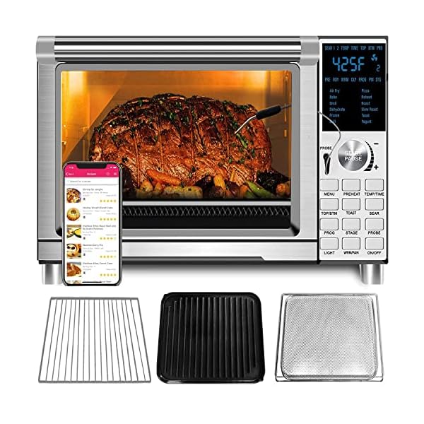 Nuwave Bravo XL Air Fryer Toaster Smart Oven, 12-in-1 Countertop Grill/Griddle Combo, 30-Qt XL Capacity, 50F-500F adjustable in precise 5F increments. Integrated Smart Thermometer, Linear T Technology Nuwave Bravo XL Air Fryer Toaster Smart Oven, 12-in-1 Countertop Grill/Griddle Combo, 30-Qt XL Capacity, 50F-500F adjustable in precise 5F increments. Integrated Smart Thermometer, Linear T Technology