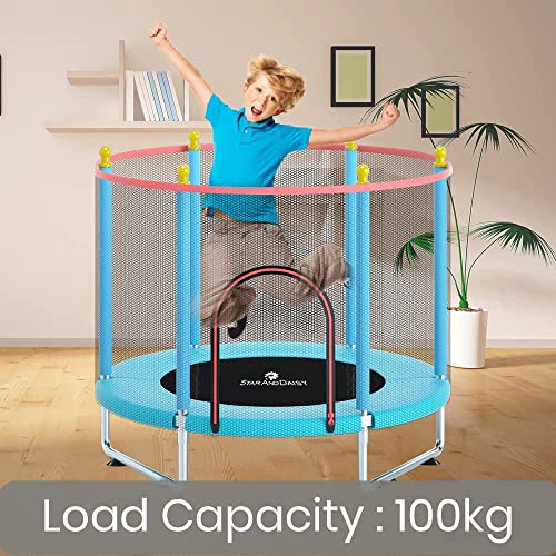 Image of StarAndDaisy 55-Inch Trampoline with Safety Net and U-Shaped Legs for Kids and Adults /Indoor and Outdoor Use /Strong 120KG Weight Capacity /Durable Stainless Steel Frame and Legs (Blue Economy)
