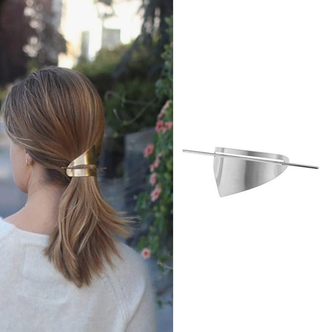 Cubahop Vintage Triangoli Metal Hair Barrettes Geometry Smooth irregolari Hair Accessories Hair Stick Pins for Women and Girls (Silver)