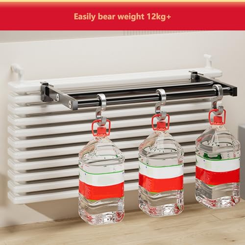 Porte-serviettes pour radiateur noir extensible sans perçage 110cm - 8
