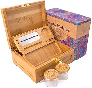 Wooden Stash Box Bundle, Rolling Tray, Jar, Rolling Kit, Rolling Tray Stash Box with Lock, Rolling Tray Bundle, Bamboo Rolling Tray with Lid, Accessories, Wood Storage Set, Locking Stash Box