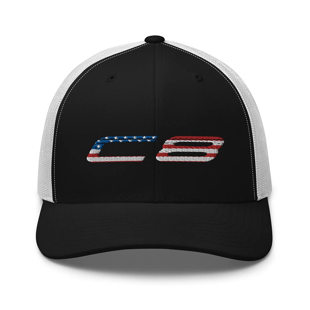 2022 Sports Car C8 - Gorra patriótica con bandera americana, color negro
