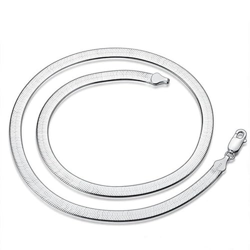 DOCCESTU 925 Sterling Silver Snake Chain Necklace - Flat Herringbone Design, Hypoallergenic, Exquisite Collar (16-24in)