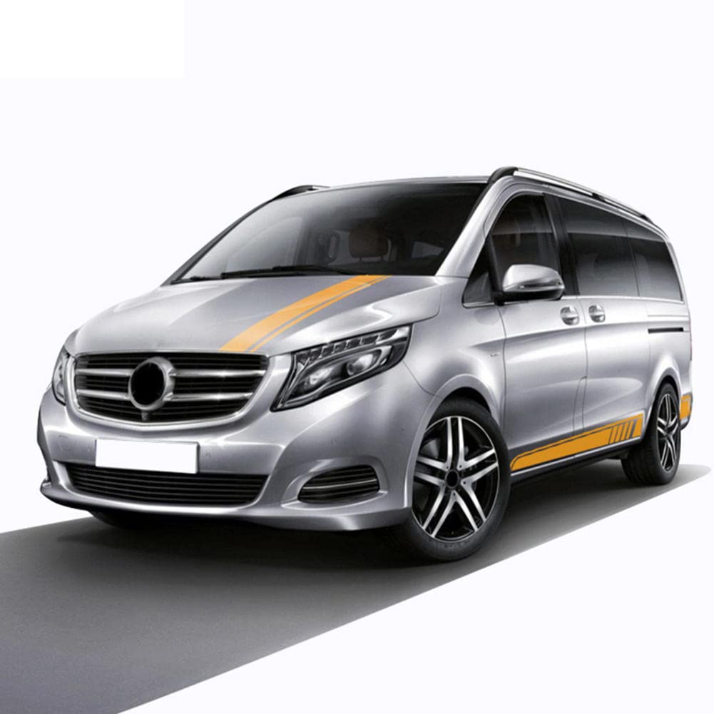 Autocollant de Capot de Voiture 3 pièces Autocollant de Jupe à Rayures latérales de Porte, pour Mercedes Benz Classe V W447 Vito Viano 2014-présent AMG, Autocollants de Jupe latérale