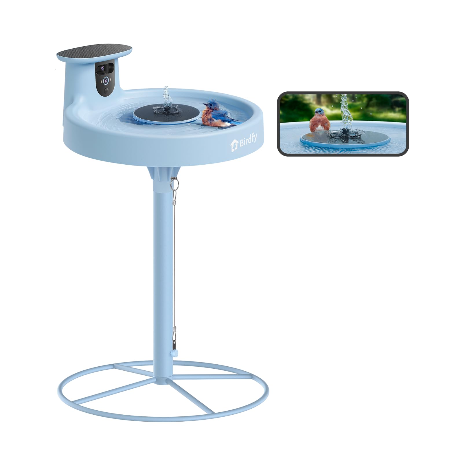 Birdfy Smart Bird Bath with Camera Solar Powered & Fountain & Stand, Dual-Lens Camera for Wildbird Watching, Auto Capture Bird Videos & Motion Detection - AI by Subscription