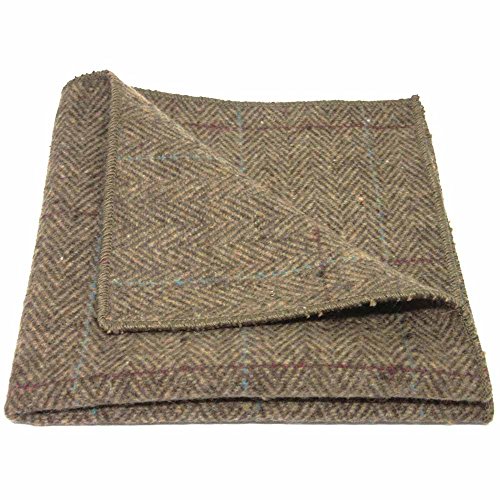 Luxury Herringbone Brown Tweed Pocket Square, Handkerchief