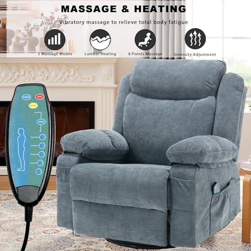 Sillón masaje reclinable eléctrico azul miniatura 3