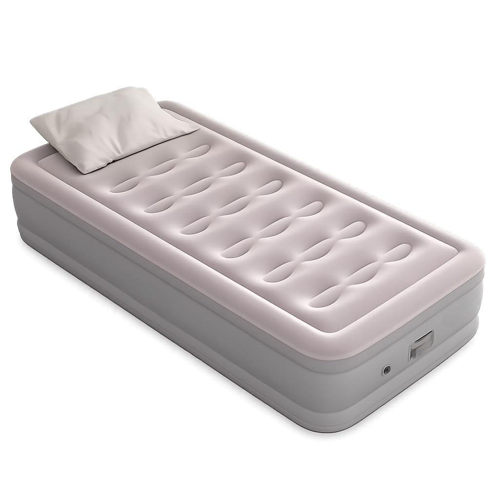 Single Air Bed with Built-in Pump, Inflatable Mattress 198 x 100 x 40 cm, Raised Portable Air Mattress for Home Guest Bed, Camping & Travel, Quick Self-Inflation Sleeping Bed-image-15