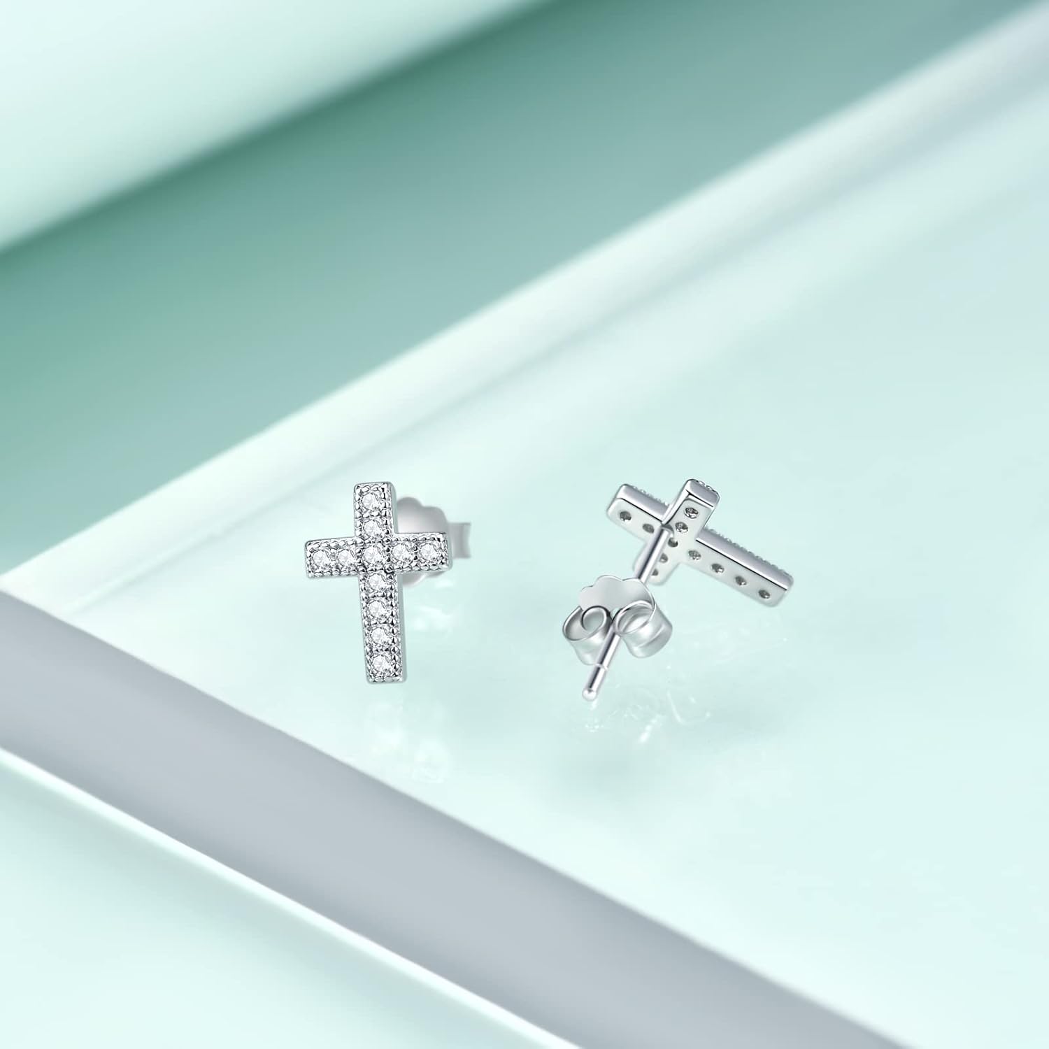 Rnivida 925 Sterling Silver Cross Stud Earrings for Women - Image 3