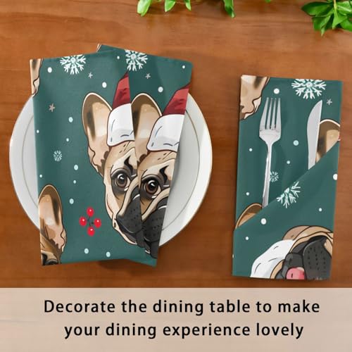 Servilletas de tela Navidad perro set x6 20x20 pulg miniatura 7