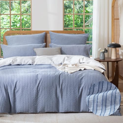 SOULFUL Bettwäsche 135x200 Baumwolle Gestreift, Jacquard Textur...