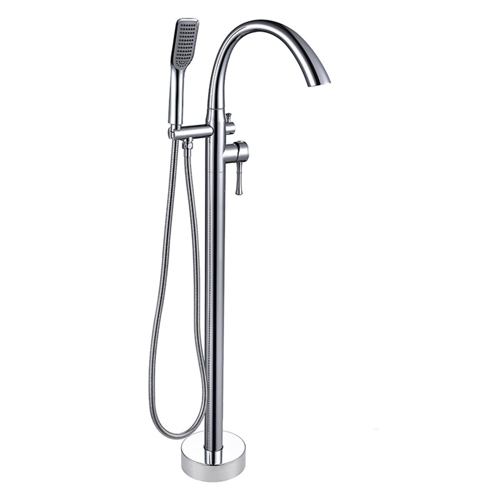 Rubinetto Vasca da Bagno Freestanding, Miscelatore Bagno Monocomando 2 Modalità Miscelatore Vasca da Terra Girevole A 360°,cromo