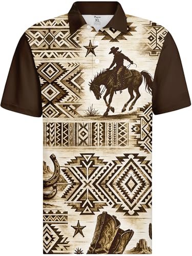 Image of PAGYMO Funny Golf Shirts for Men Crazy Printed Pattern Novelty Moisture Wicking Performance Mens Polo Shirt
