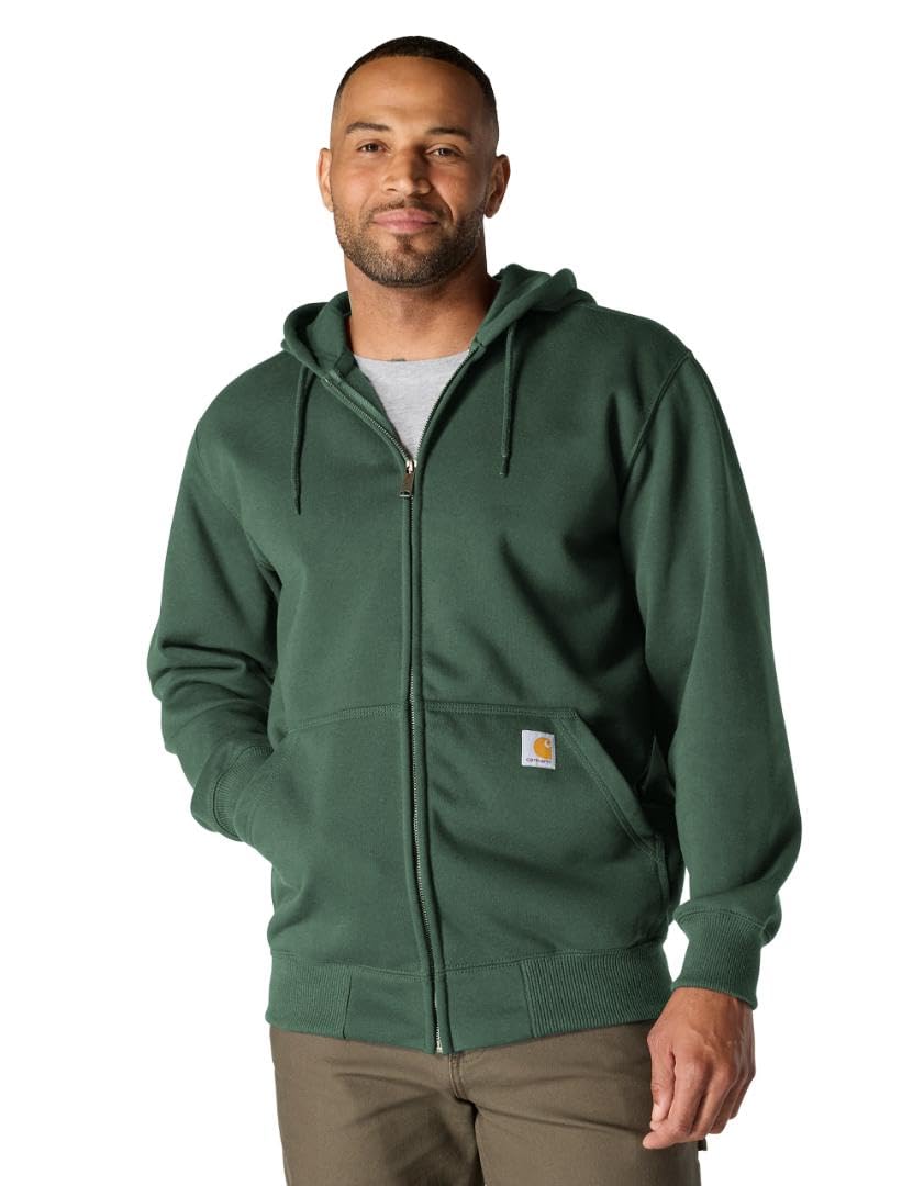 Carhartt Men's Tall Rain Defender Paxton Heavyweight Hooded Zip Front Sweatshirt, Forestry Green, XL