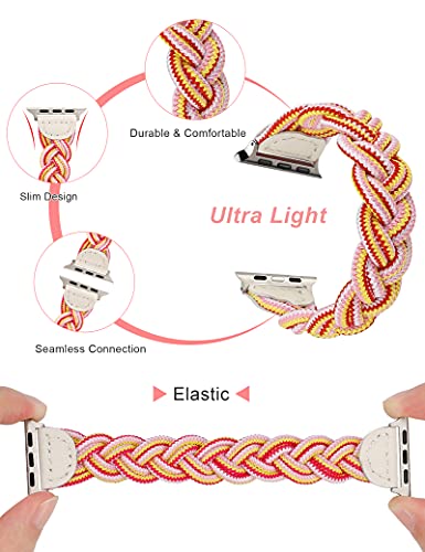 Image of Wearlizer Stretchy Braided Band Compatible with Apple Watch Bands Women | Slim Elastic Solo Loop Strap Woven for iWatch Series 11 10 9 8 7 6 5 4 3 SE /Ultra 3 2 1 42 /41 /40 /38 /44 /45 /46 /49mm