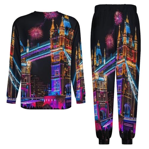 London Bridge Men’s Pajama Set Long Sleeve Top And Pants Loungewear Sleepwear Pjs Nightwear4