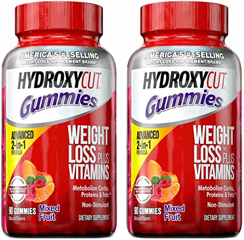 Weight Loss Gummies | Hydroxycut Caffeine-Free Gummy Weight Loss for Women & Men | Non-Stim Weight Loss Supplement | Metabolism Booster for Weight Loss | Weightloss Supplements | 90 Count (Pack of 2)