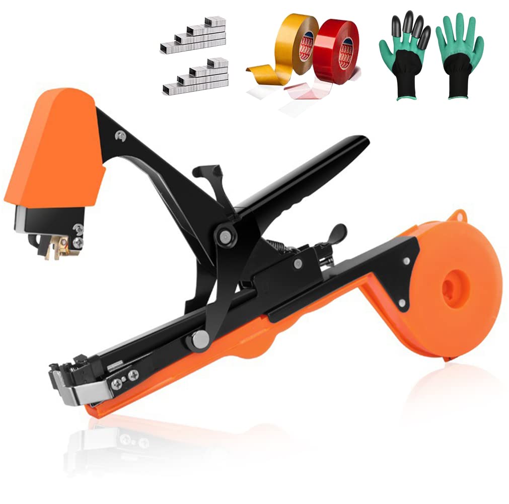 2022 Upgrade Plant Tying Machine Tape Gun Tape-ner Tool Stainless Steel Ergonomic Garden Plant Tool With 20 Tapes, 20000 Staples And 1 Gloves, For Grape Tomato Cucumber Pepper Flower