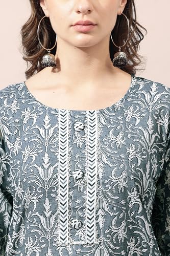 Image of MIRCHI FASHION Pure Cotton Straight Kurta Set for Women with Pant | Printed Kurta Pant Set | Ethnic Office Wear Kurta Set with Trouser