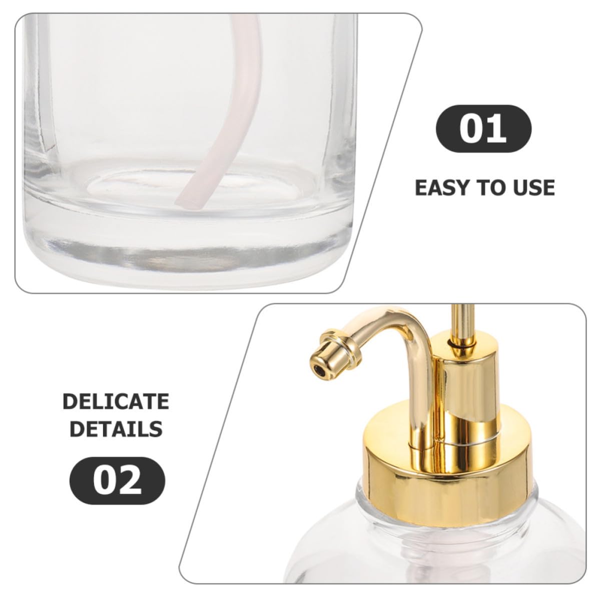 Zerodeko 2 Stück Pack Glas Sirupspender mit 500ml Kapazität Pumpflasche aus Glas und Edelstahl Schützt vor Verunreinigungen Dekorativ für Kaffeebar und Haushalt