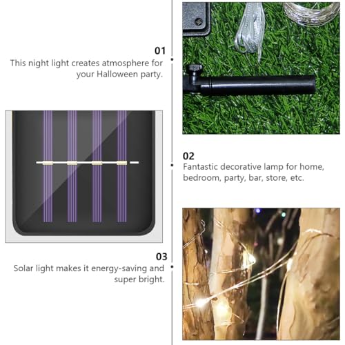 Luces decorativas solares de cuerda 5m 50 LED azul miniatura 5