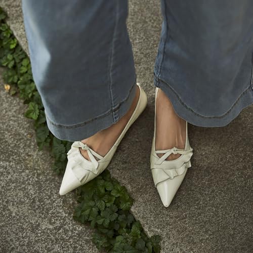 Lace Bow Flats for Women Casual Pointed Toe Flat Shoes Cute Slip On Mary Jane Ballet Flats Shoes Comfortable Dressy Work Flat2