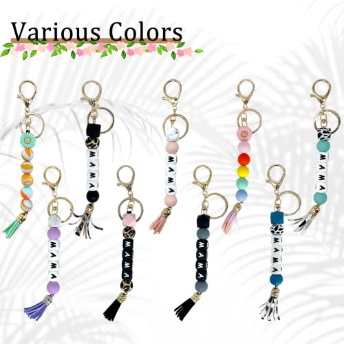 Pakaseboxes Mama Silicone Beaded Keychain, Cute Car Keys Accessories With Key Ring, Gifts For Mom At Birthday & Mother’s Day (Mama-Cow-Dark Green) #TOP6