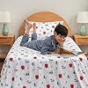Berkshire Blanket Peanuts® Kids Sheet Set Full Size - 4 Pieces,Cute Character Snoopy Printed Soft Microfiber Bed Sheets,Holiday Helpers Sheet White #3
